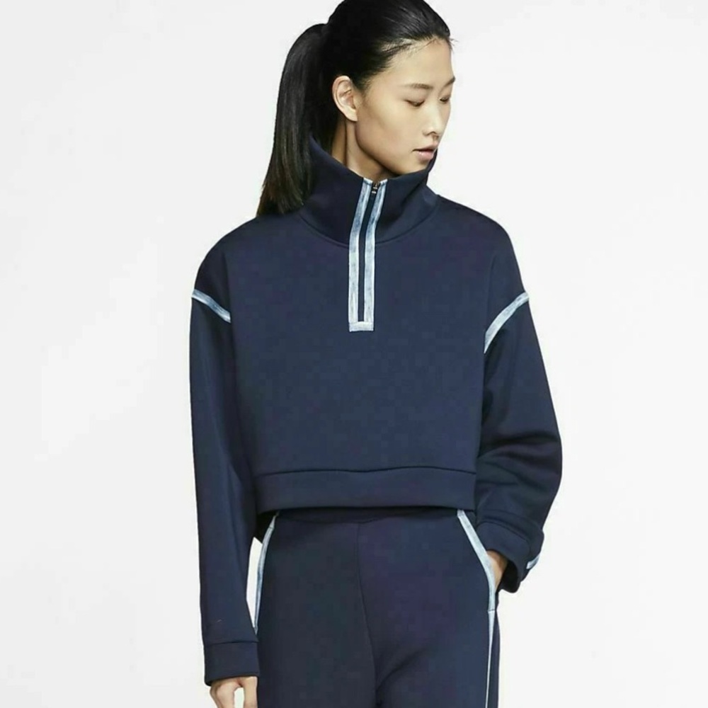 Nike Womens Fleece Training Pullover Navy Blue size M - Picture 9 of 10